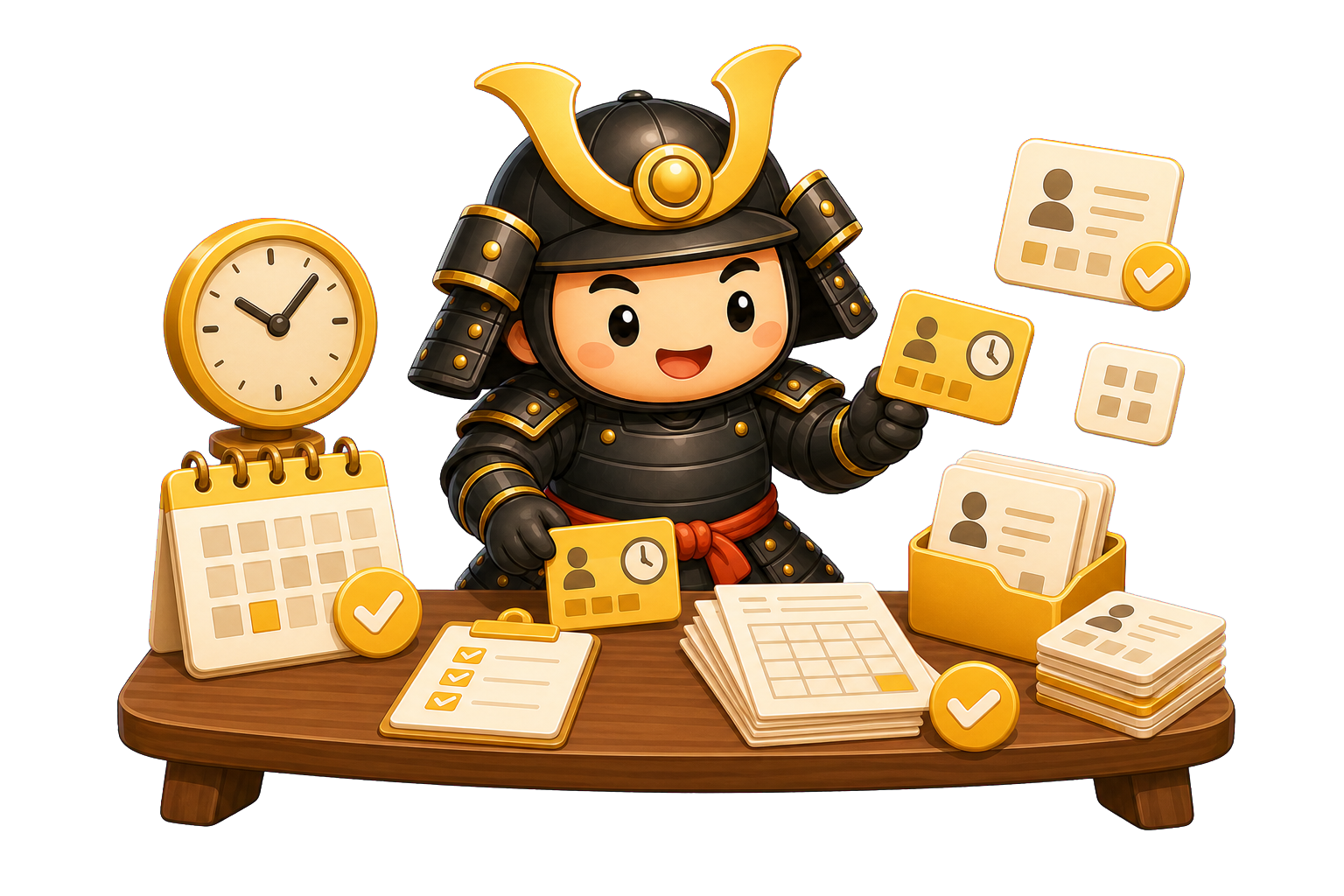 Il samurai HrRivo controlla un cartellino delle presenze del giorno