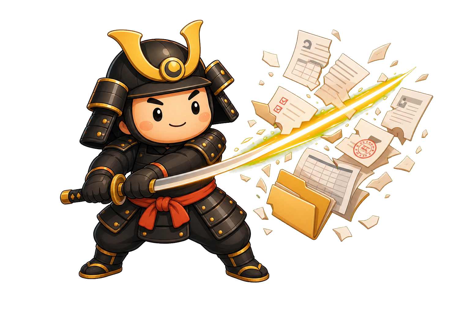 Il samurai HrRivo taglia in due un foglio Excel pieno di pratiche HR
